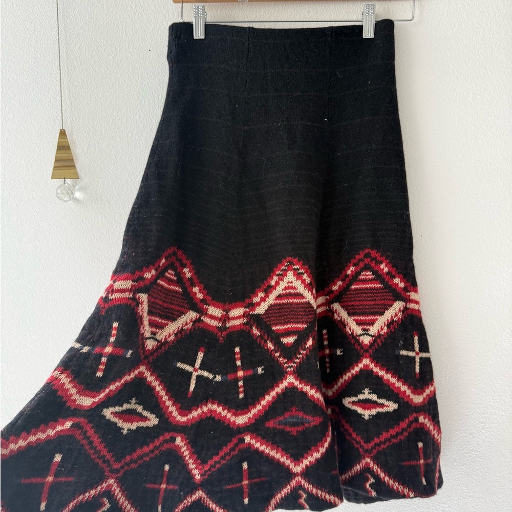 Ralph Lauren Wool Black and Red Patterned Skirt
